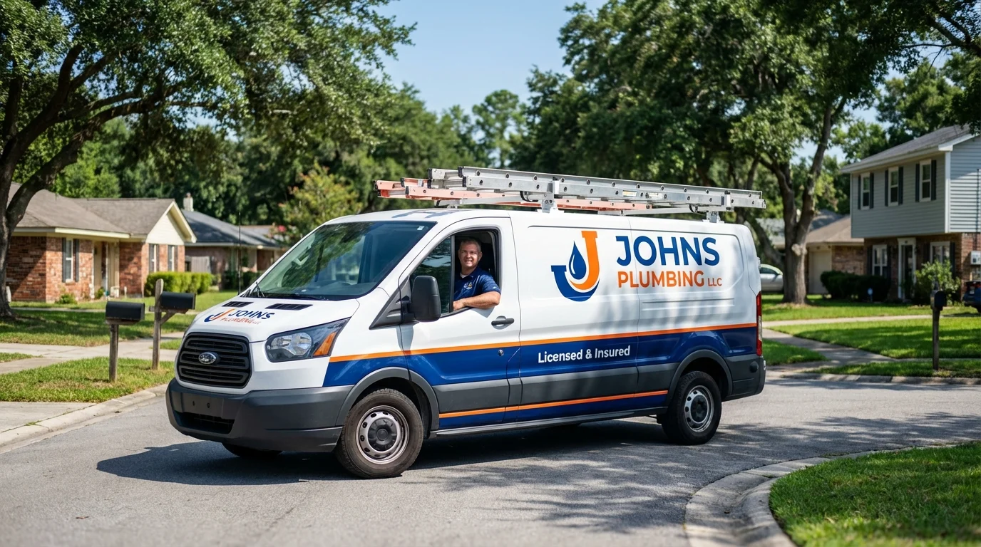 Johns Plumbing LLC service van in Queens Village, NY
